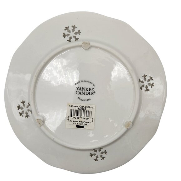 Yankee Candle Large Jar Shade Topper & Plate Silver Snowflake Cutout READ - Picture 7 of 9